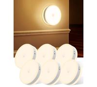 Motion Sensor Lights Indoor 6 Pack, Dual-Sided Warm Light USB Rechargeable Magnetic Night Lights, 3 Modes Motion Activated Wall Lights for Kitchen Cabinet Closet Stairway Hallway [Energy Class F]
