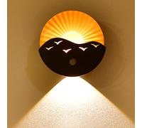 Motion Sensor Lights Indoor, Rechargeable Dimmable Night Light, Creativity RGB Mood Lamps - Sunrise Over the Sea, Magnetic Stick on Wall, USB-C Charging Stair Lights for Closet Hallway Kitchen Cabinet