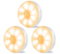 Motion Sensor Lights Indoor Rechargeable Wireless Wall Light LED Stair Night Lights Lamps with Auto/On/Off for Stairs Living Room Bathroom Corridors Closet Kitchen Under Cabinets (6000K, 3 Pack)