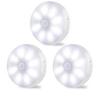 Motion Sensor Lights Indoor Rechargeable Wireless Wall Light LED Stair Night Lights Lamps with Auto/On/Off for Stairs Living Room Bathroom Corridors Closet Kitchen Under Cabinets (6000K, 3 Pack)