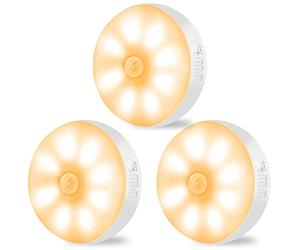Motion Sensor Lights Indoor Rechargeable Wireless Wall Light LED Stair Night Lights Lamps with Auto/On/Off for Stairs Living Room Bathroom Corridors Closet Kitchen Under Cabinets (6000K, 3 Pack)