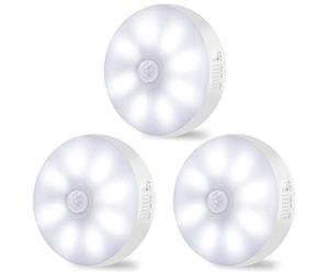 Motion Sensor Lights Indoor Rechargeable Wireless Wall Light LED Stair Night Lights Lamps with Auto/On/Off for Stairs Living Room Bathroom Corridors Closet Kitchen Under Cabinets (6000K, 3 Pack)