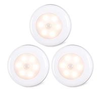 Motion Sensor Lights Indoor, STAR-SPANGLED High CRI Stick on Puck Lights Battery Powered, Cordless LED Light for Under Cabinet, Cupboard, Wardrobe, Stairs, Closet, Kitchen, Hallway (Warm White, 3Pack)