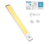 Motion Sensor Lights Indoor - Under Cabinet Kitchen Lights | Wardrobe Light | 2200mAh Rechargeable LED 3 Color Dimmable Lamp for Kitchen, Hallway, Pantry | Strong Magnets and Adhesive Iron Sheets