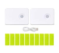 Motion Sensor Night Light 2 Pack, Type-C Rechargeable Magnetic Stick On Lights for Cruise Cabin Essentials, Portable Warm White PIR LED Nightlight for Bathroom and Stairs Includes Reflective Stickers