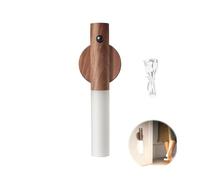 Motion Sensor Night Light, Wall Motion Sensor Night Light Wooden Portable Magnetic Strip Stick Night Lamp Rechargeable Wireless Wall Mounted Torch Lights for Indoor Hallway Stairway Porch (1, Walnut)