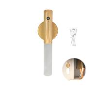 Motion Sensor Night Light, Wall Motion Sensor Night Light Wooden Portable Magnetic Strip Stick Night Lamp Rechargeable Wireless Wall Mounted Torch Lights for Indoor Hallway Stairway Porch (1, White)