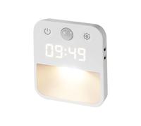 Motion Sensor Night Light with Clock Display, Dimmable Hallway Lighting Device for Bedroom Bathroom Staircase Kitchen Living Room Office Nursery Apartment Dorm