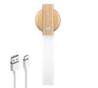 Motion Sensor Rechargeable Wall Light USB C Wireless Peel Magnetic Wooden Stick-On Night Lights 2700-3000K Warm White Portable Removable Sconce Lamp for Indoor Hallway Stairway [Energy Class A+]