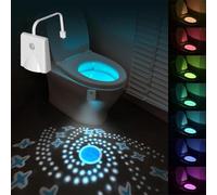 Motion Sensor Toilet Night Light, 16 Color Changing LED with Star Projection, Rechargeable Bowl Light - Fun Gift for All Ages