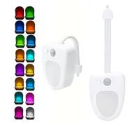 Motion Sensor Toilet Night Light | 16 Colour Changing, Battery Operated & Waterproof Toilet Bowl Light with PIR Sensor | Automatic Bathroom Safety Light for Elderly,Women,Men,Fun Gift Idea (White)