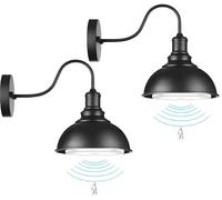Motion Sensor Wall Sconce Battery Operated,Indoor No Wiring Wall Light Black Farmhouse Wall Mount Lamp Lighting Fixture Wall Decor for Stairs Hallway Corner Entry Garage