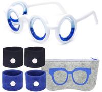 Motion Sickness Glasses, 6cpsTravel Sickness Glasses for Adults & Kids - No Lens Anti Nausea Relief for Car Air Sea Sickness, Vertigo Aid with Box & Portable Pouch