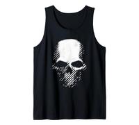 Motion Skull Graphic - Black & White Stippled Skull Tank Top