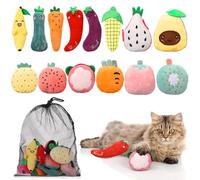 Motionchic 14 Pack Catnip Cat Toys Indoor Interactive Cat Toys Funny Catnip Kitten Chew Gifts Pet Birthday (Fruit and Vegetable Shape)