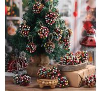 Motionchic 24 Pcs Christmas Pine Cones Bulk with, 1.6-2.4 inch Natural Rustic Pinecone Ornaments for Christmas Tree Fall Thanksgiving Holiday Decorations(Pine Cone, Rainbow)
