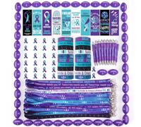 Motionchic 360 Pcs Suicide Prevention Awareness Gifts Bulk | Purple Teal Ribbon, Bracelets Pins Lanyard, Pens Bookmarks Relief Balls, Suicide Prevention Awareness Favor, Charity Campaign