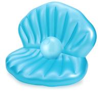 Motionchic 55 Inch Pool Float Inflatable Adult Seashell Float with Pearl Ball Cute Pool Lounge Chairs for Women Summer Beach Ocean Birthday Theme Party Favors(Blue)