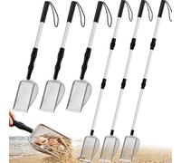 Motionchic 6 Pcs Shark Tooth Sifter for Beach Sand Sifter with Stainless Steel Adjustable Long Handle Bulk Shell Scooper Shovel Tool for Beach to Picking up Shells Beachcombing Rock Hunting