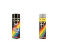 Motip M04092 Engine Paint, 400 ml, Gloss Black & 514054 Primer Spray - Grey - 500 ml
