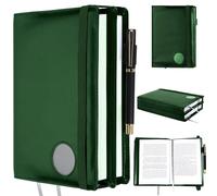 Motipuns 1 Pack Double AA Book Cover & 12 Steps & 12 Leather Double AA Book Cover Medallion Holder Paperback Protector Leather Gift for Women Men (Dark Green)