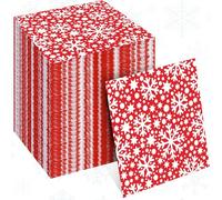 Motipuns 100 Pcs Christmas Paper Napkins Disposable Snowflake Paper Napkins Bulk Red and White Snowflake Party Decoration Tableware for Xmas Christmas Winter Holiday Party Supplies