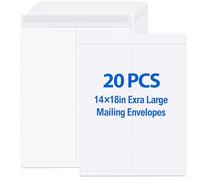 Motipuns 20 Pcs 14" x 18" Extra Large Mailing Envelopes with Gummed Flaps Jumbo Craft Catalog Envelopes for Mailing Storage and Organizing Documents Office Supplies (White)