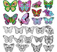 Motipuns 24 Pcs Butterflies Velvet Coloring Posters Fuzzy Velvet Coloring Posters Color Your Own Velvet Butterflies DIY Craft Coloring Poster Family Craft Project to Color and Share