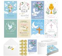 Motipuns 24 Sets Religious Confirmation Card Bulk with Scripture Assorted Message and Bible Verse Inspirational Congratulations Confirmation Greeting Cards with Envelopes for Christian Gifts Baptism