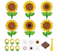 Motipuns 24 Sets Sunflower Flower Crafts Set Suncatcher Tissue Paper Crafts Kit DIY Party Decor Make Your Own Flower Hanging Ornaments for Summer Home Fun Spring Mother's Day Activities