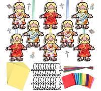 Motipuns 32 Sets Jesus Loves You Christ Suncatchers Craft Kits DIY Jesus Christian Religious Church VBS Craft Stained Glass Effect Tissue Paper Kit for Easter Sunday School Resurrection Window Art