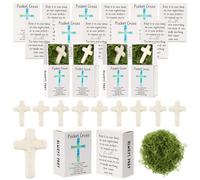 Motipuns 36 Pcs Pocket Hug Token Gifts Natural Cross Shaped Crystal Stones with Pocket Cross Box Religious Easter Christian Gifts for Women Men Church Prayer Sunday School