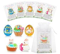 Motipuns 40 Sets Easter Little Pocket Hug Gifts Bulk Rabbit Easter Eggs Pocket Hug Token with Cards and Bags, Small Gifts for Employee Appreciation Staff Coworker Present(Classic)