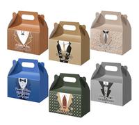 Motipuns 48 Pcs Father's Day Boxes for Gift, Party Favors Gable Boxes with Handles for Candy, Cookies, Treats & Small Gifts, Best Dad Ever Theme Paper Container for Party Supplies, 6 Style (Formal)