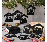 Motipuns 96 Pcs Colorful Christmas Nativity Scene Scratch Paper Art Kits Magic Color Scratch Off Cards Hanging Ornaments Craft Party Home Activity DIY Drawing Project Supplies