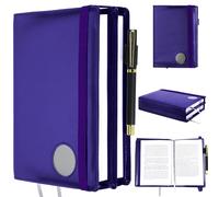 Motipuns Double AA Big Book Cover & 12 Steps & 12 Leather Double AA Alcoholics Anonymous Big Book Cover Medallion Holder Paperback Protector Leather Gift for Women Men(Purple)
