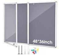 Motipuns Enclosed Bulletin Board 48" x 36" Weatherproof Lockable Outdoor Cork Case Display Board Wall Mounted 2 Locking Door Aluminum Frame for Office, School, Commercial, Hospital, 12 x A4(Gray)