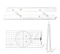 Motipuns Navigation Set including Marine Parallel Ruler, Nautical Protractor, Fixed Points Divider (16 IN, 6 IN, PVC, Acrylic)
