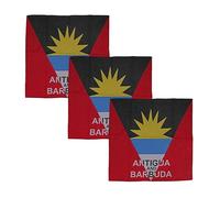 Motique Accessories Set of 3 Large Cotton Bandanas - Carribean Flags, Antigua and Barbuda, One Size