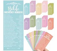 Motiskyy 100 Pcs Christian Bible Verse Emergency Numbers Bookmark Easter Religious Mother's Day Church Gift 2.36 x 6'' Catholic Books of The Bible Card for Women Men Sunday School(Pastel Color)