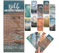 Motiskyy 100 Pcs Emergency Numbers Bookmarks Gifts Christian Bookmarks Bulk Bible Verse Cards Inspirational Scripture Cards Bulk for Church Members Sunday School Gifts (English)