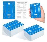 Motiskyy 100 Pcs Mysteries of the Rosary Holy Card Bulk Catholic Prayer Cards How to Pray the Rosary Prayer Card Pocket Rosary Prayer Card Pamphlet Laminated Embossed Gift for Beginner Learning
