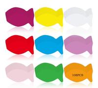Motiskyy 108 Pcs Faith Fish Creative Paper Cut Outs 5 Inches Blank Open Religious Fish Paper Cut Outs Ornament for Religious Party Classroom Sunday School Bulletin Board Decoration
