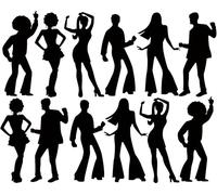 Motiskyy 12 Pcs Disco Dance Silhouettes Cutouts Large Retro Removable PVC Wall Decal Self Adhesive Disco Themed Party Decorations Waterproof Silhouettes PVC Wallpaper Peel Stick Vintage Party Supplies