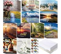 Motiskyy 120 Pack Religious Christian Birthday Cards Bulk with Scripture Bible Verse 4.5 x 6.2 Inch Assorted Christian Blessings Greeting Cards for Birthday with Envelopes and Stickers (Scenic Style)