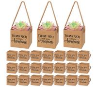 Motiskyy 24 Pcs 2.5 Inch Succulent Wrap Bags Thank You for Being Awesome Small Succulent Plants Live Gift Bags with Handle for Fruit Basket Gift Wrap Employee Teacher Student Coworker Volunteer Gifts