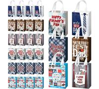 Motiskyy 24 Sets Father's Day Gift Bags with Handle Carnation Happy Father's Day Gift Bags Bulk for The Best Dad Treat Wrapping Decor for Dad Theme Party Supplies, 8. 3 x 5. 9 x 3. 2 Inch (Non-woven)