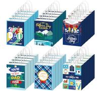 Motiskyy 30 Pcs Father's Day Bags with Handle 8.3 x 5.9 x 3.2 Inch Happy Gift Bag Bulk Paper Treat Wrap Case for Father Dad Grandpa Party Supplies