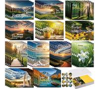 Motiskyy 48 Pack Religious Christian Birthday Cards Bulk with Scripture Assorted Bible Verse 4.5 x 6.2 Inch Christian Blessings Birthday Greeting Cards with Envelopes and Stickers (Landscape Style)