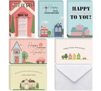 Motiskyy 48 Pcs Happy Home Anniversary Cards with Envelopes Bulk Blank Welcome House Cards Real Estate Thank You Notes Housewarming Gifts for Clients Neighbors, 4 x 6 in(Classic)